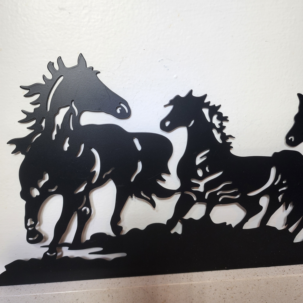 Black Metal Running Horses Silhouette Wall Art Decor. New With Tags - Picture 4 of 6